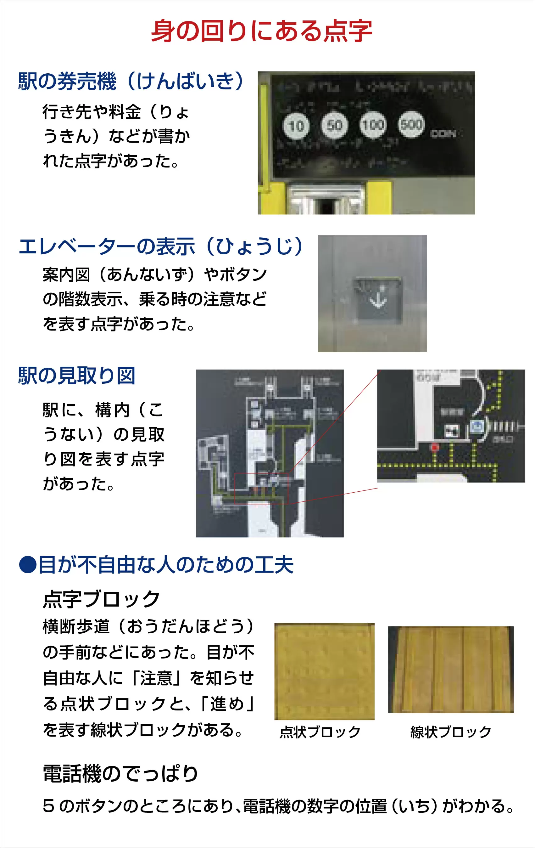 身の回りにある点字を調べよう｜調べ学習｜自由研究プロジェクト｜学研キッズネット