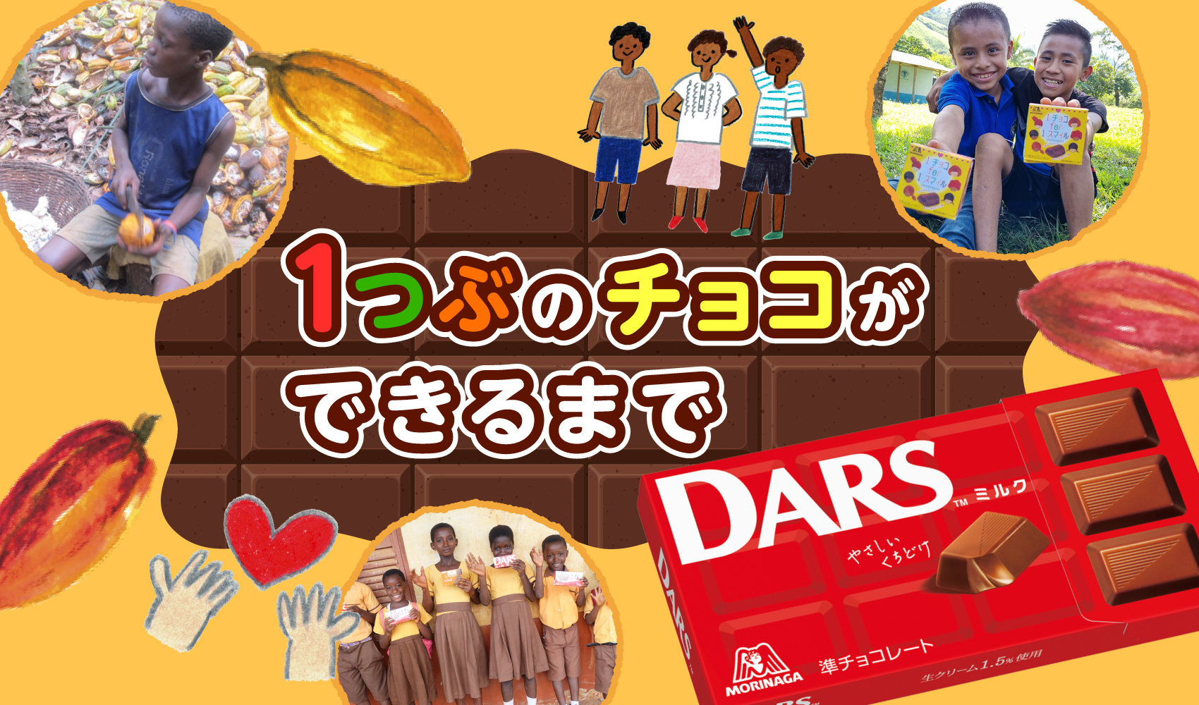 “カカオの国(くに)”からチョコ工(こう) 場(じょう)まで！ 1つぶの「チョコ」ができるまで