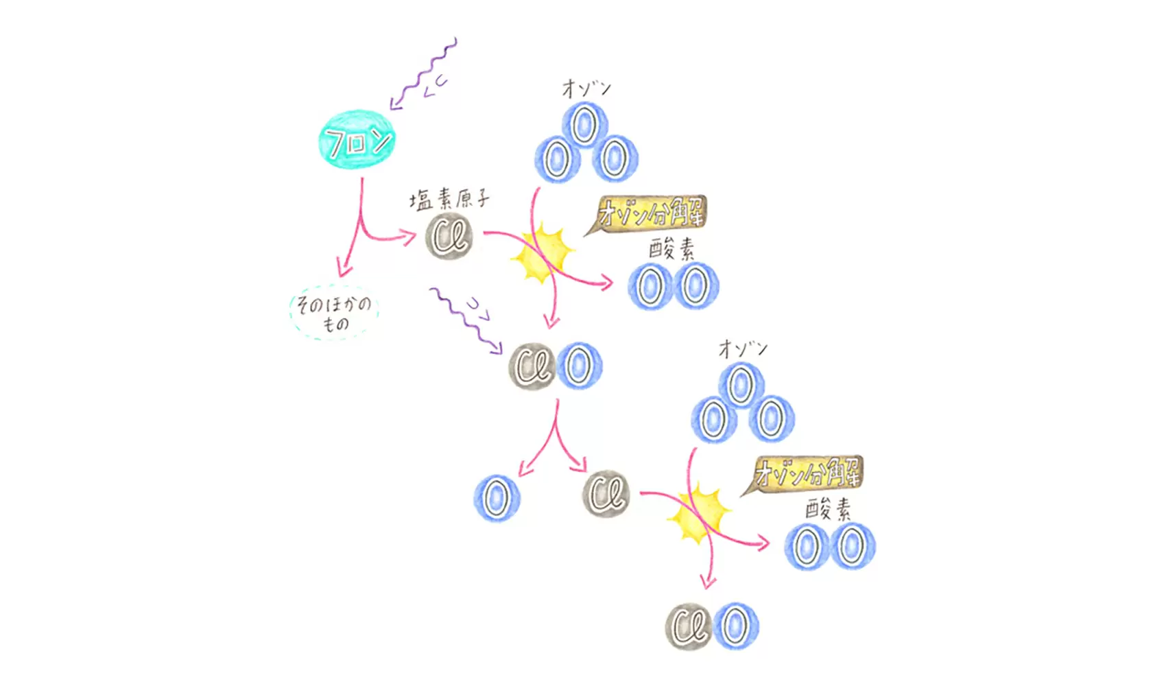 フロンは、どのようにオゾン層をこわすのですか？