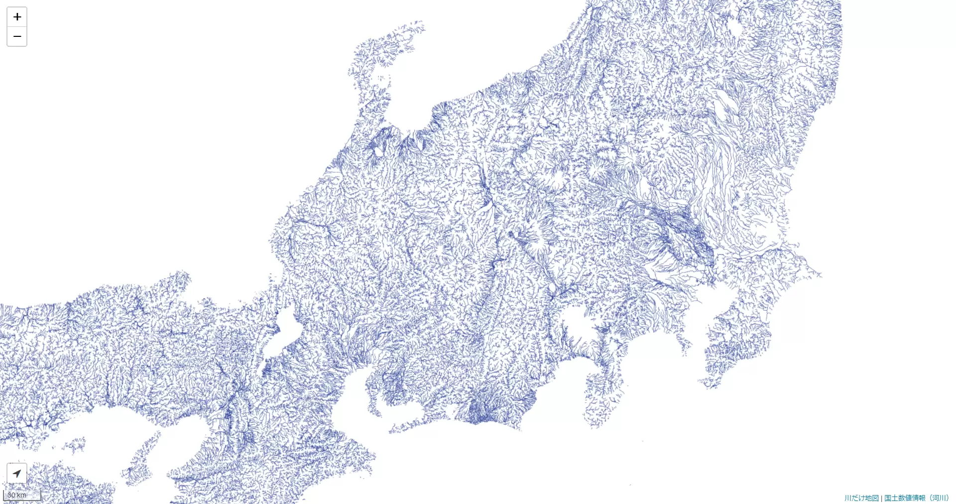 川だけ地図、出典:GroundInteface(https://www.gridscapes.net/AllRivers/)