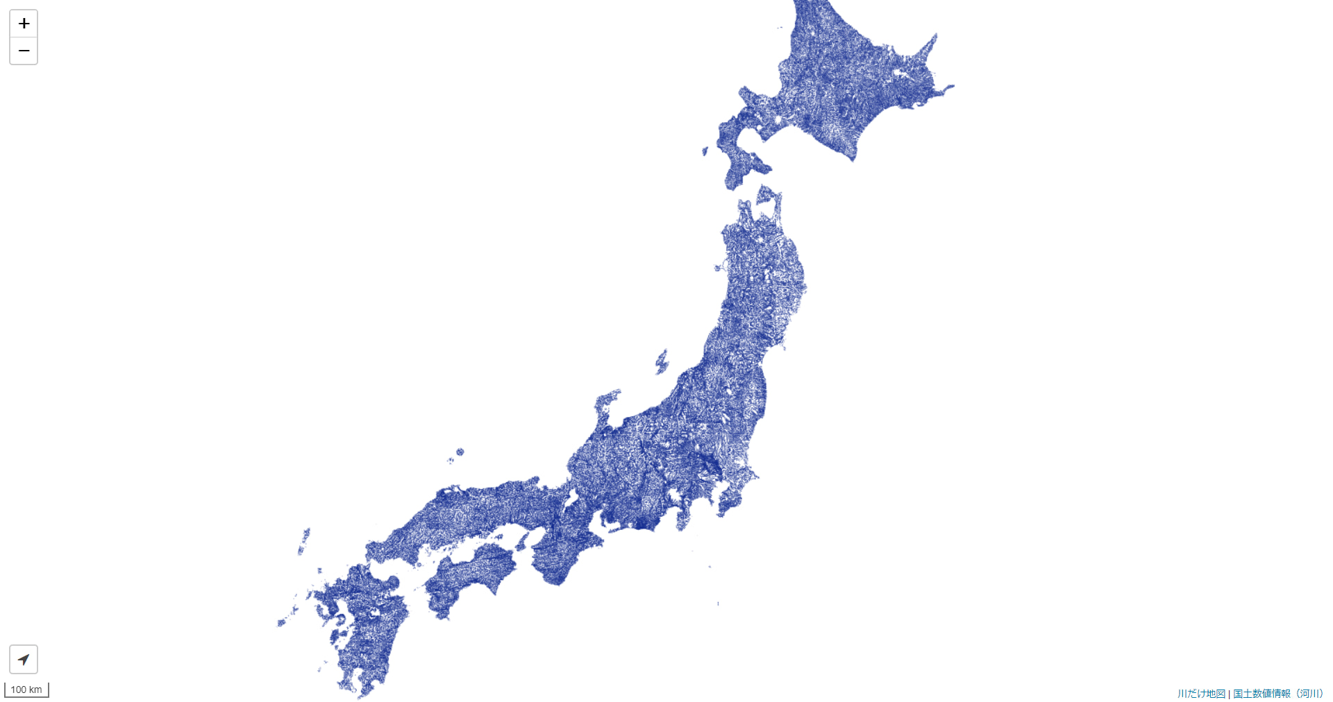 川だけ地図、出典：GroundInteface（https://www.gridscapes.net/AllRivers/）