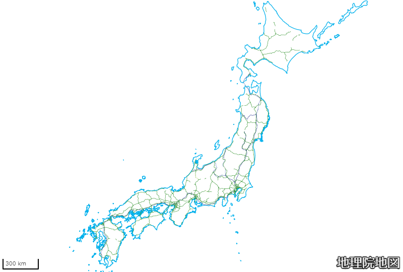 地理院地図Vectorで道路・鉄道を表示、出典:国土地理院ウェブサイト「地理院地図Vector」(https://maps.gsi.go.jp/vector/)