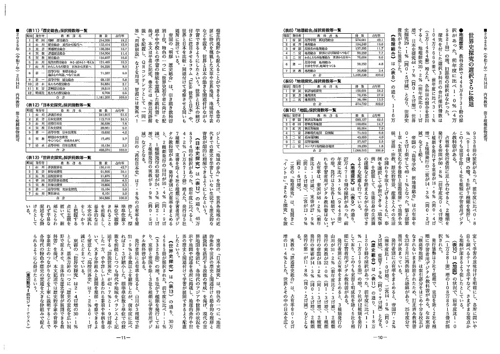 2025年2月14日「内外教育」