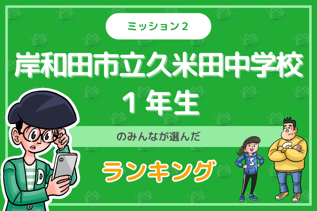 岸和田市立久米田中学校１年生のみんなが投稿してくれた「ランキング」を紹介！
