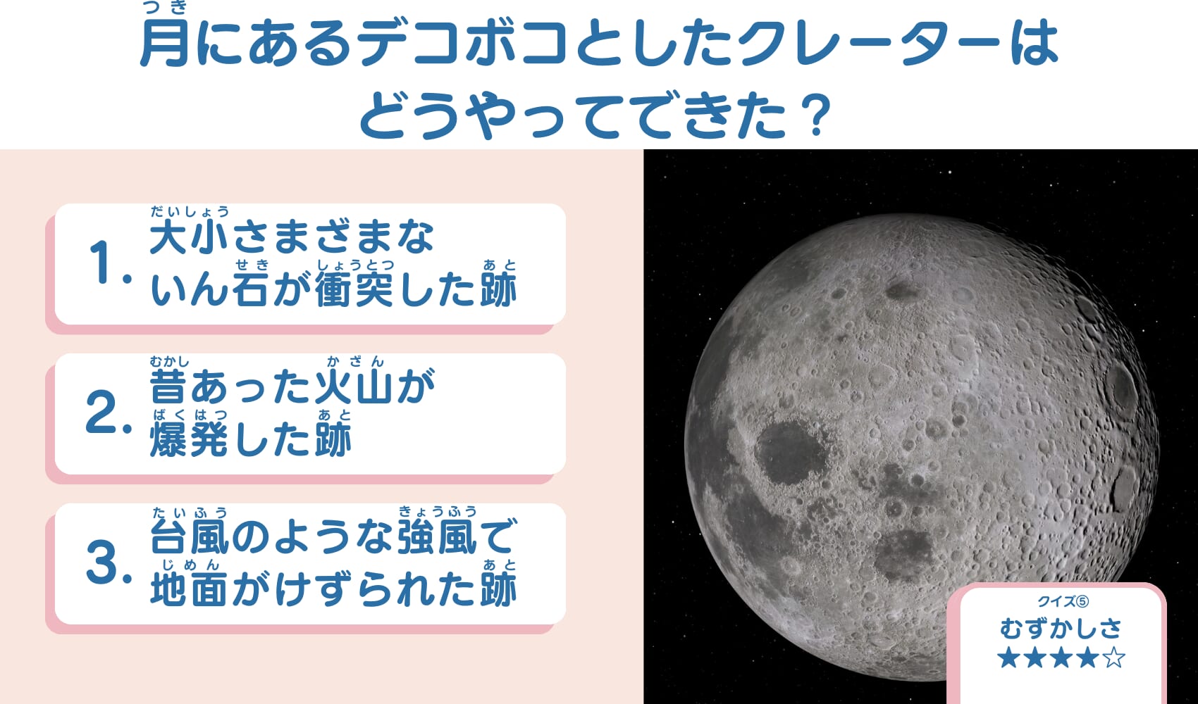天体望遠鏡クイズ 月のクレーター