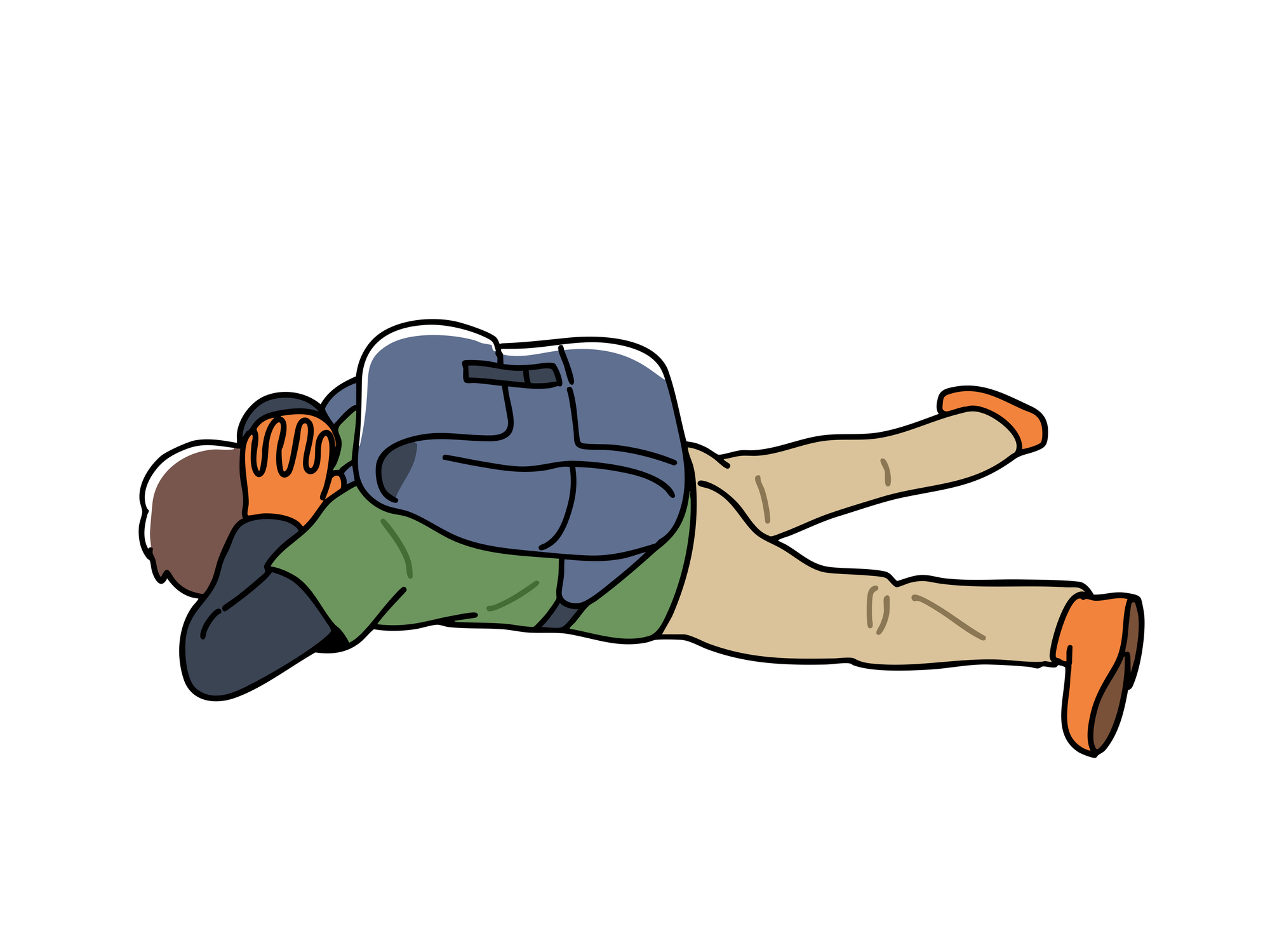 クマから命を守る姿勢の図解