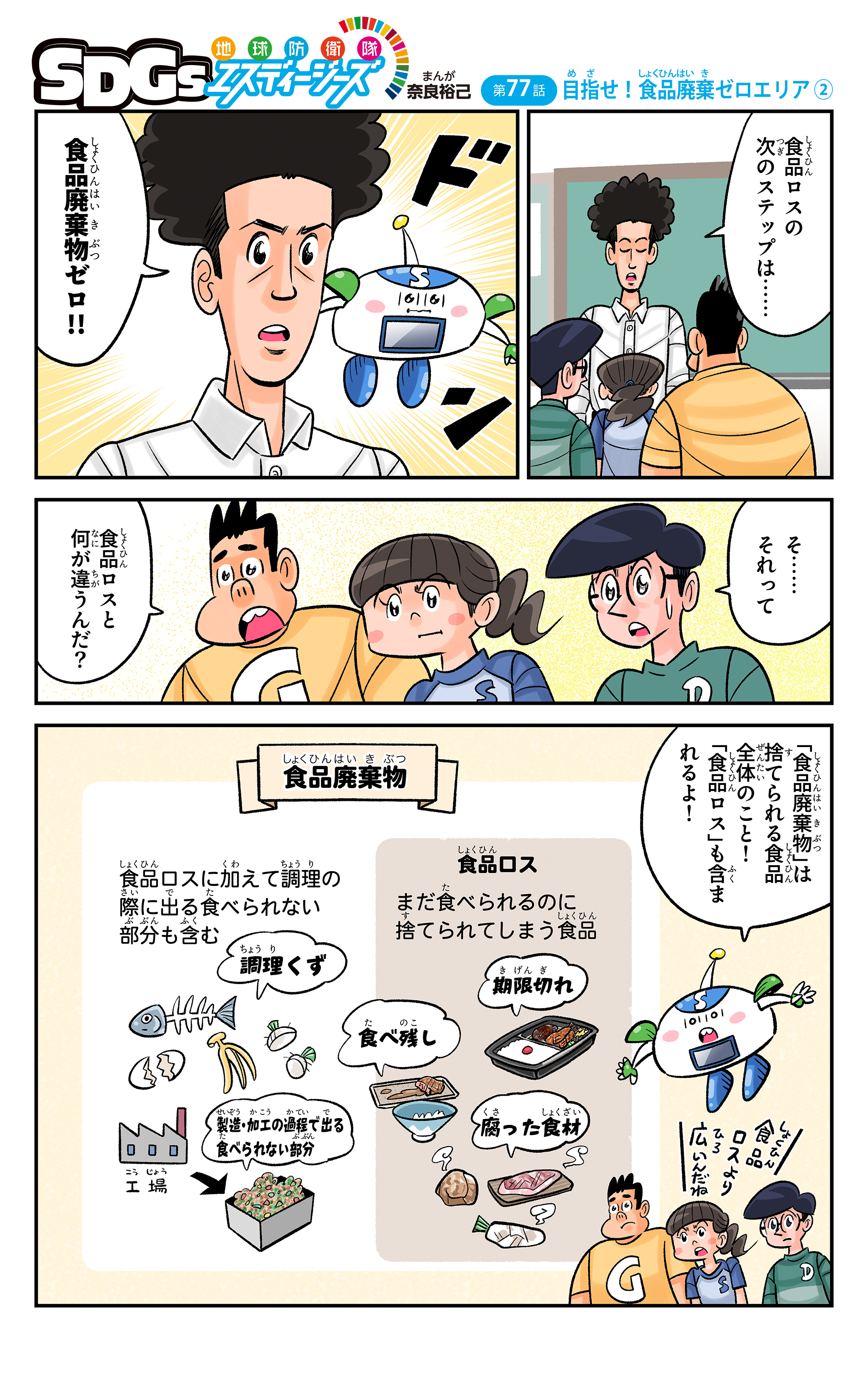 まんが「地球防衛隊SDGs」第77話「目指せ!食品廃棄ゼロエリア②」