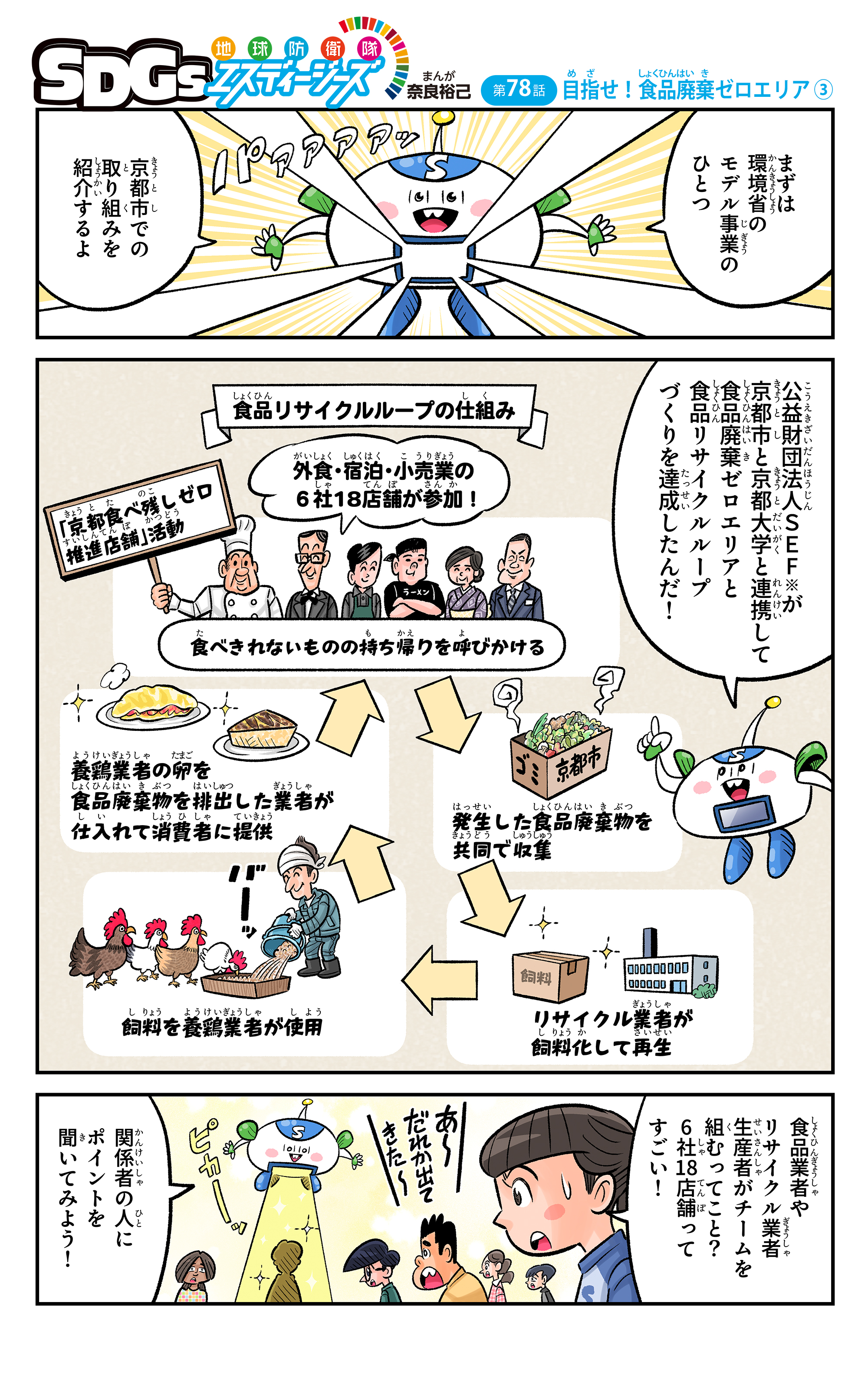 まんが「地球防衛隊SDGs」第78話「目指せ!食品廃棄ゼロエリア③」
