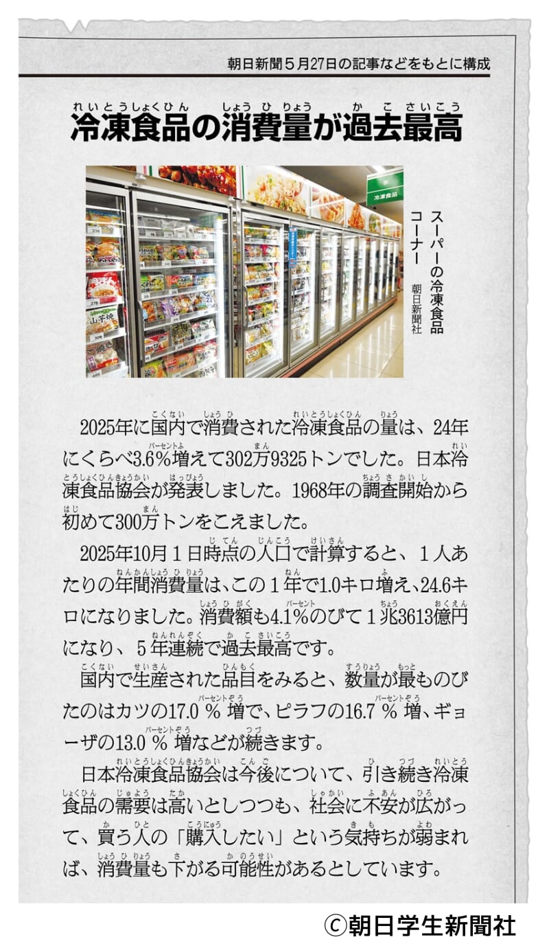 冷凍食品についての新聞